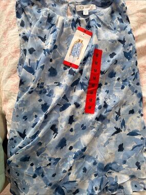 Christina Light Blue & Navy Watercolor-Print Tank Top